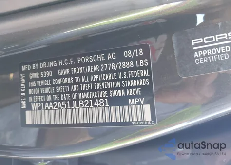 2018 Porsche Macan Sport Edition from USA, damaged, VIN WP1AA2A51JLB21481